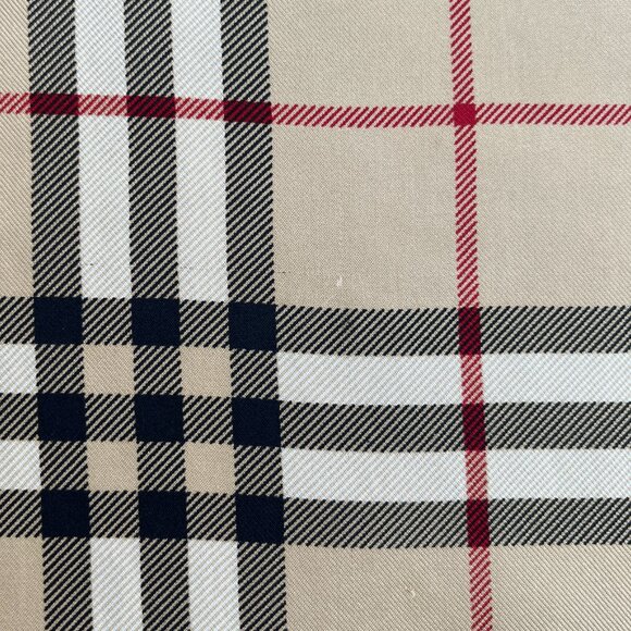 Authentic Tan Burberry Check Plaid Silk Beige Scarf - Picture 7 of 8